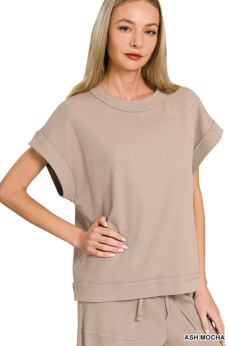 Ribbed Short Sleeve Tee N Pants Set