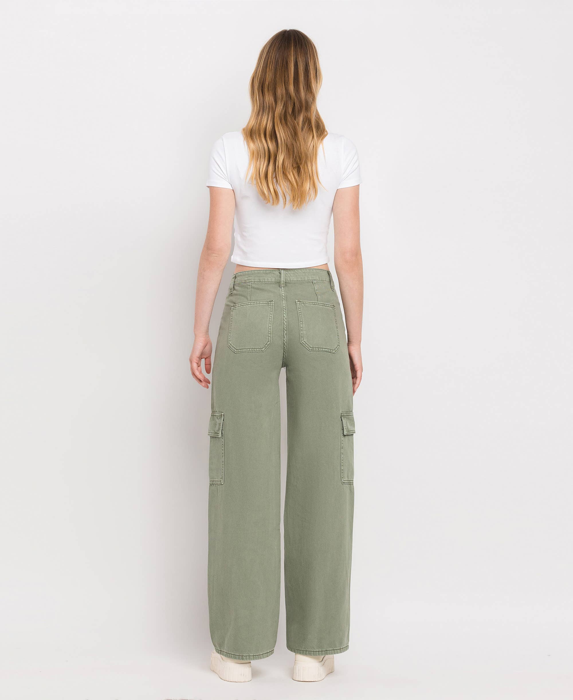 HIGH RISE UTILITY CARGO WIDE LEG JEANS