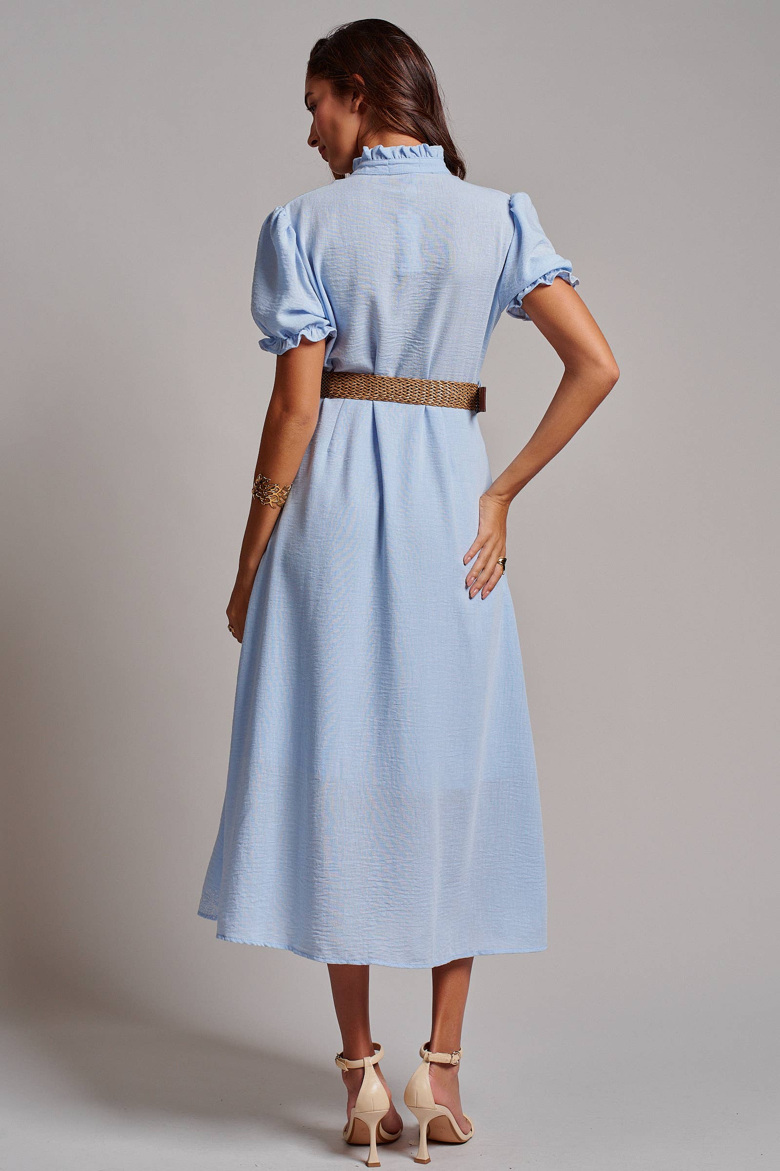 Garden Party Embroidered Button Front Midi Dress