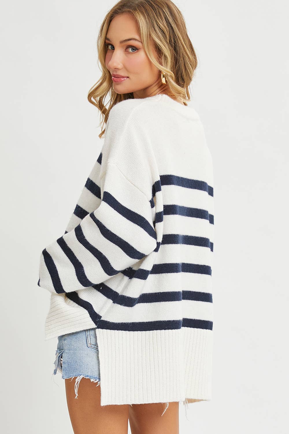 Classic Nautical Striped Oversized Sweater