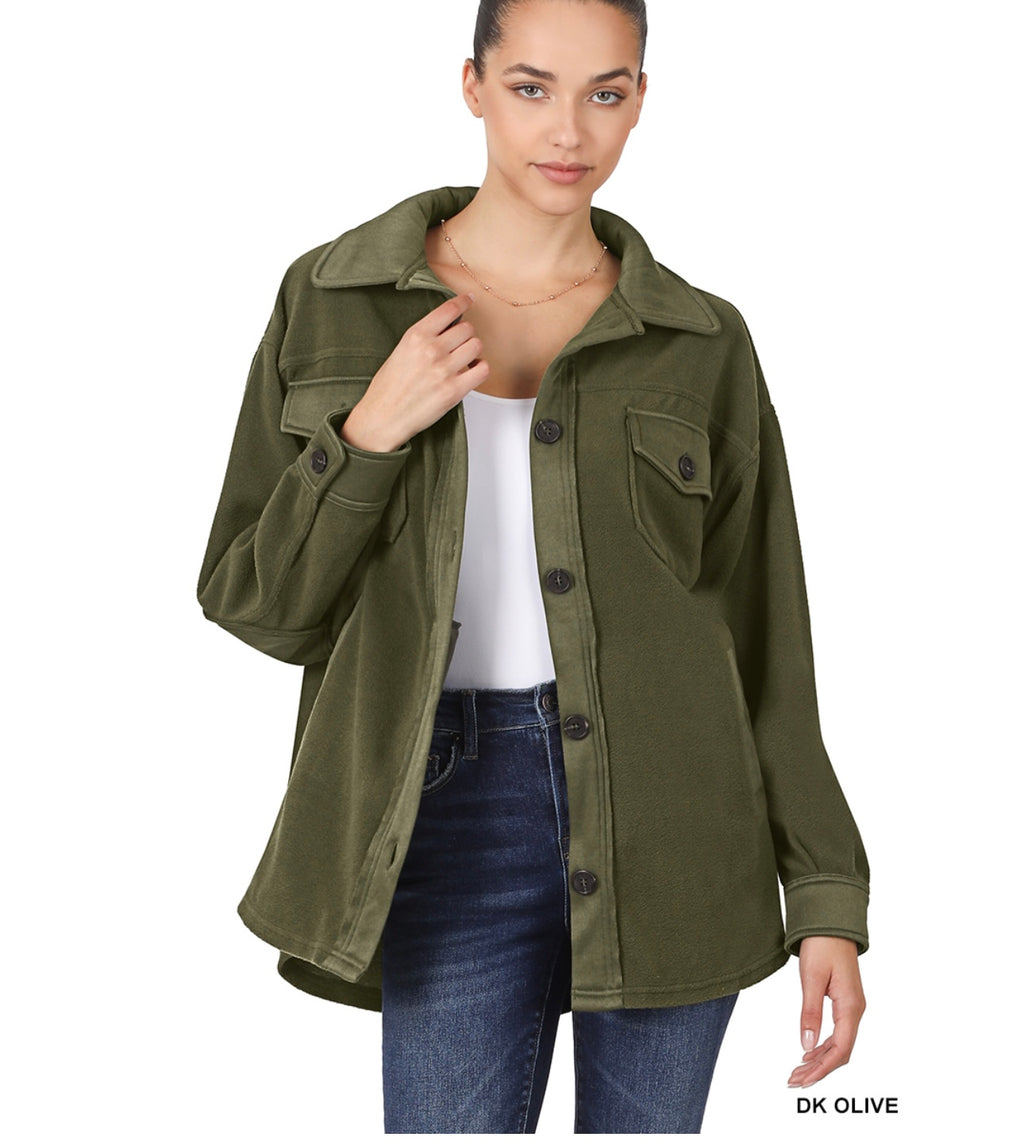 Oversized Basic Fleece Shacket