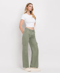 HIGH RISE UTILITY CARGO WIDE LEG JEANS