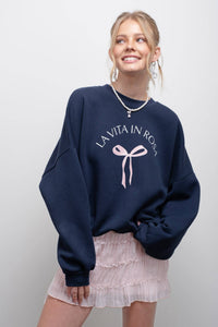 BOW CREW NECK SWEATSHIRT