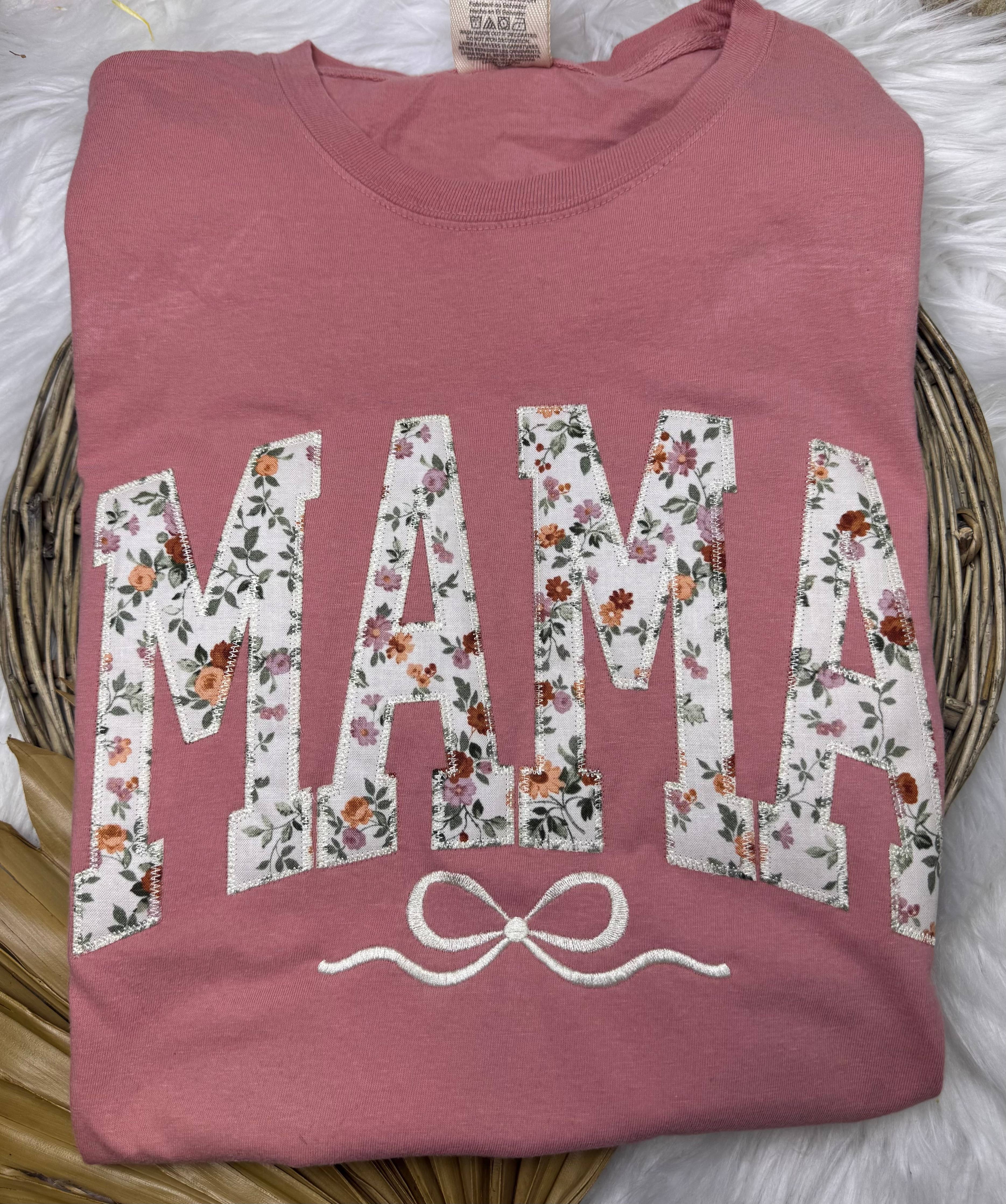 Mama Floral Bow Tee
