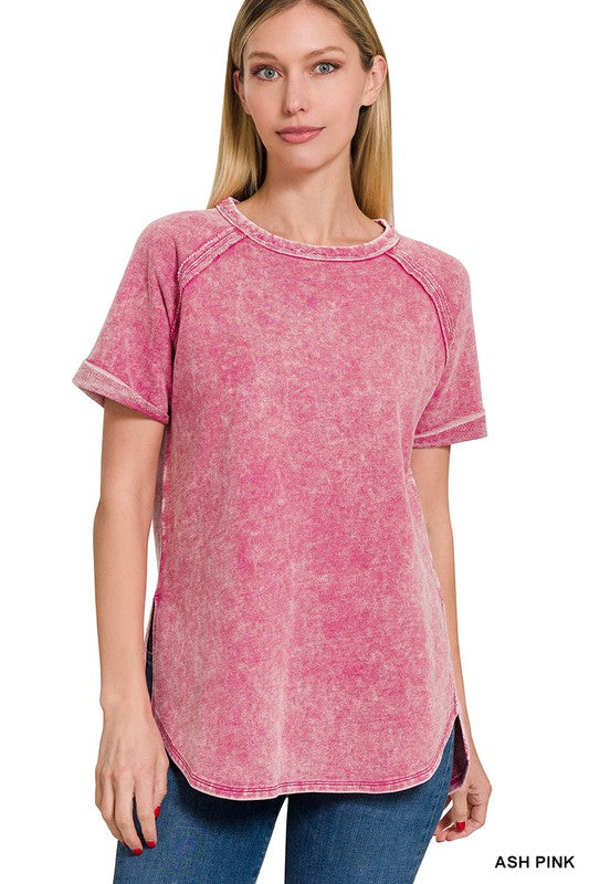 Burnt Out Cuff Sleeve Tee
