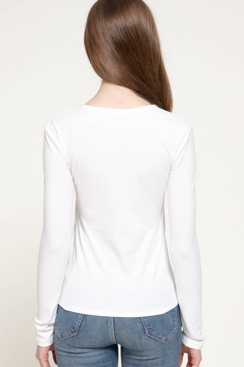 Long Sleeve Round Neck Rib Knit Top