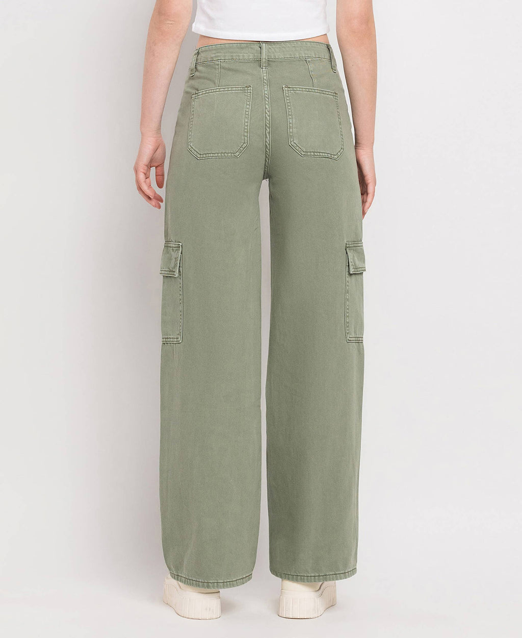 HIGH RISE UTILITY CARGO WIDE LEG JEANS