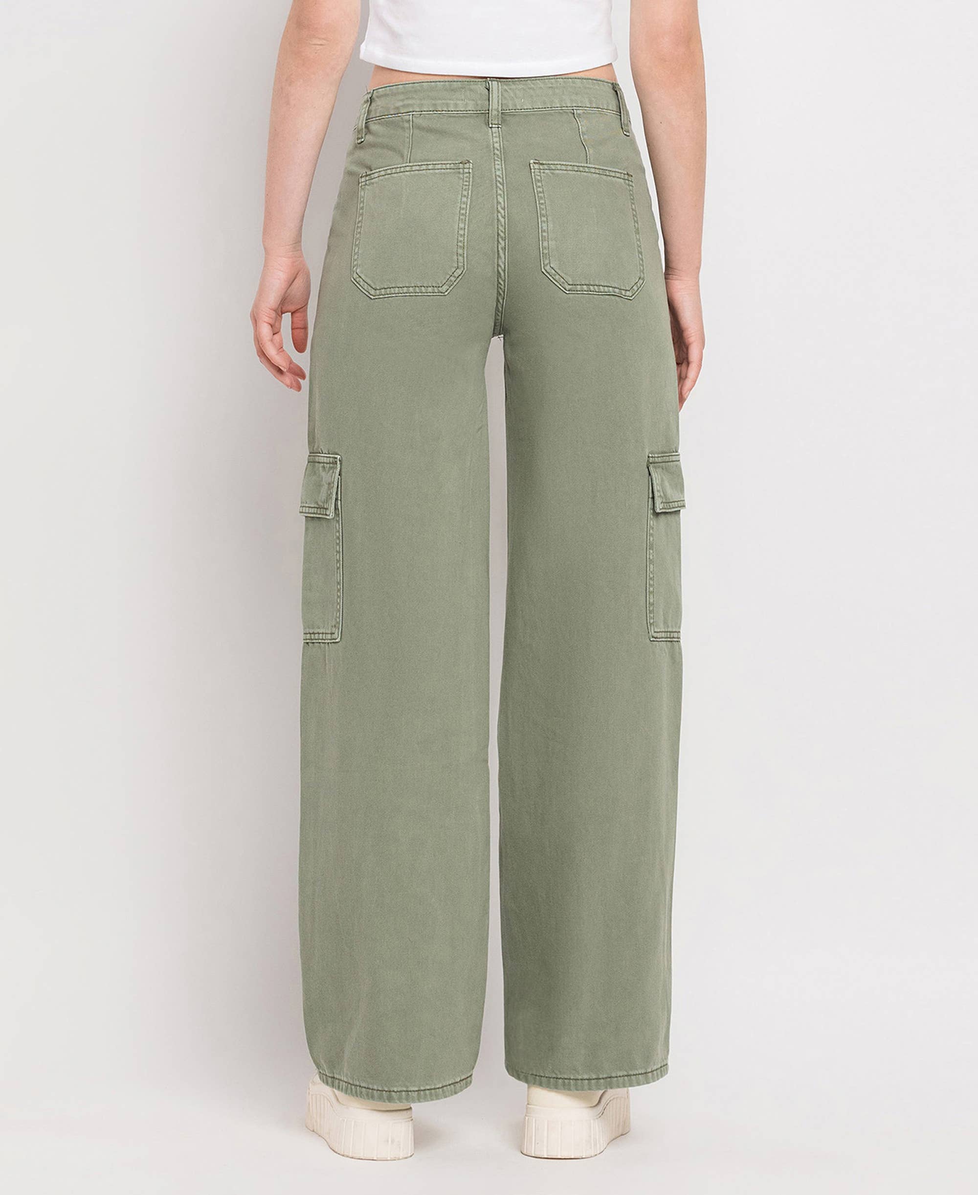 HIGH RISE UTILITY CARGO WIDE LEG JEANS