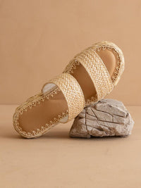 Woven Raffia Platform Slide Sandals