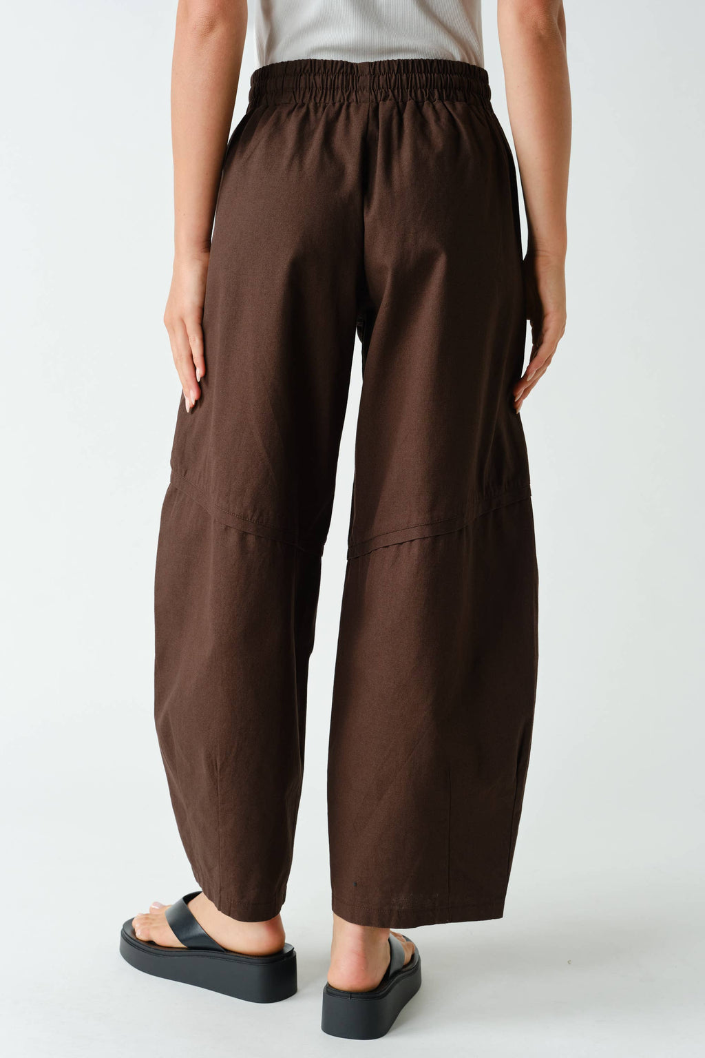 Coffee Date Barrel-Leg Utility Pants