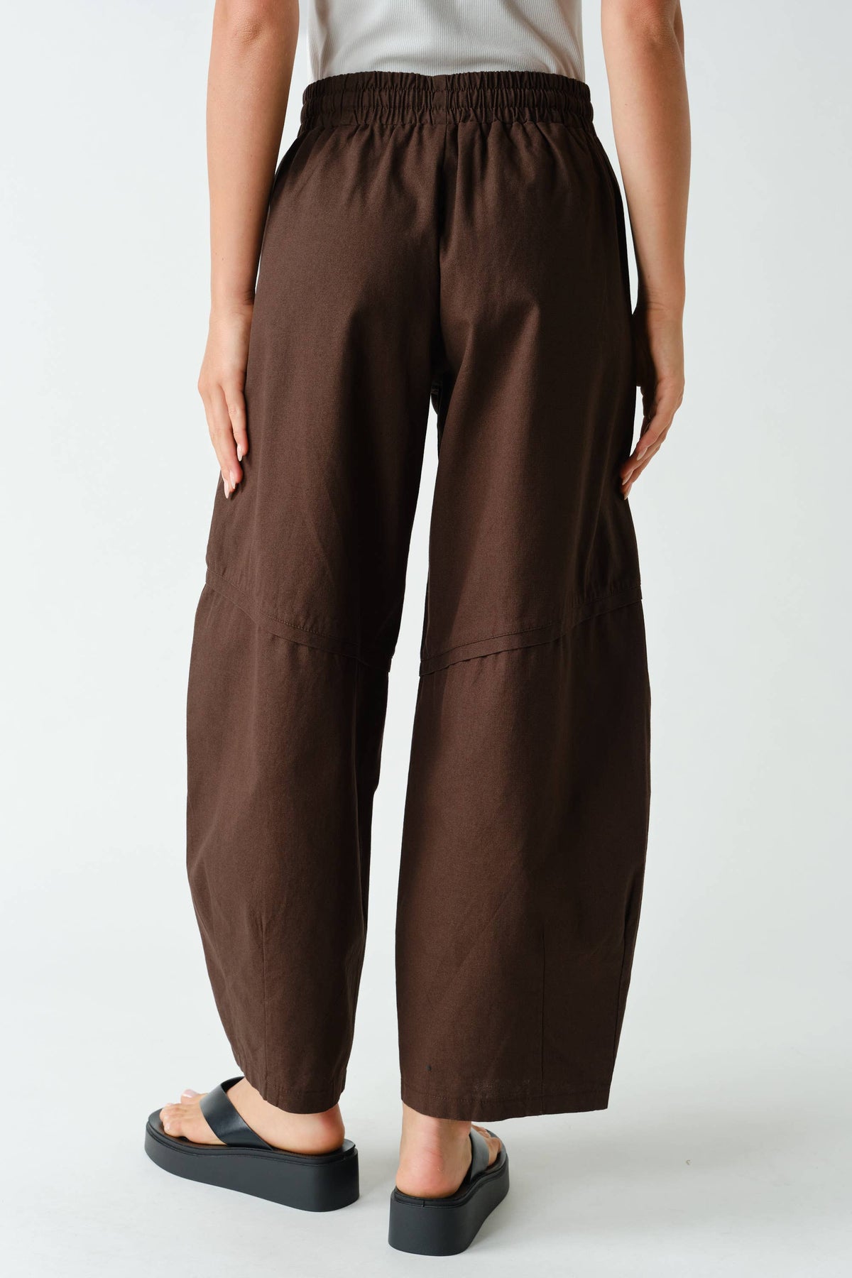 Coffee Date Barrel-Leg Utility Pants