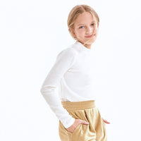 Girls Thermal Knit Mock Neck Top