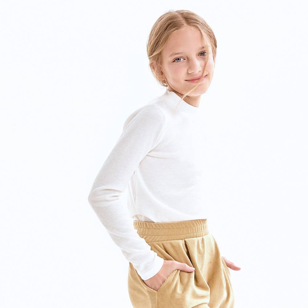 Girls Thermal Knit Mock Neck Top