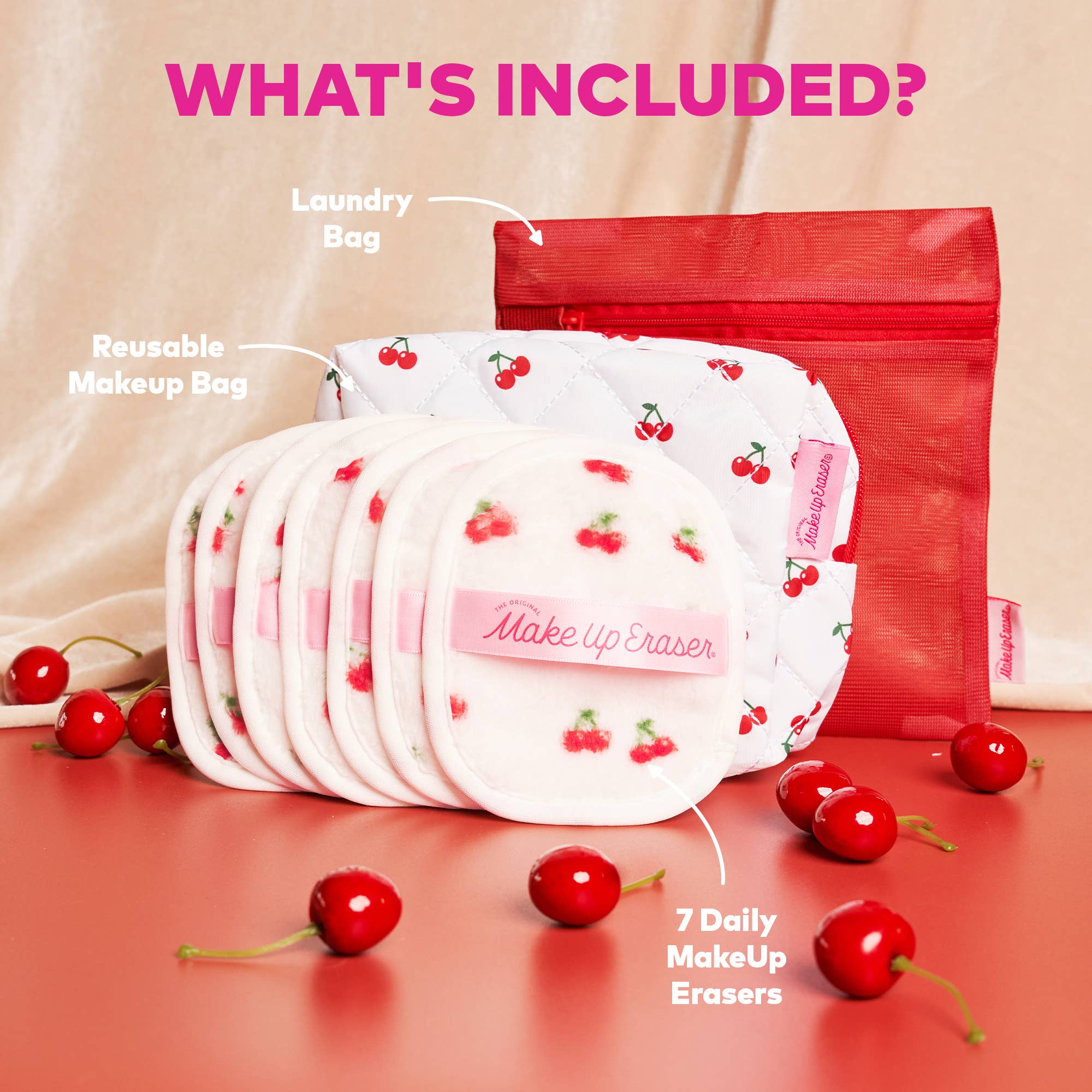 Makeup Eraser Cherry Crush 7-Day Set & Makeup Bag Gift Set