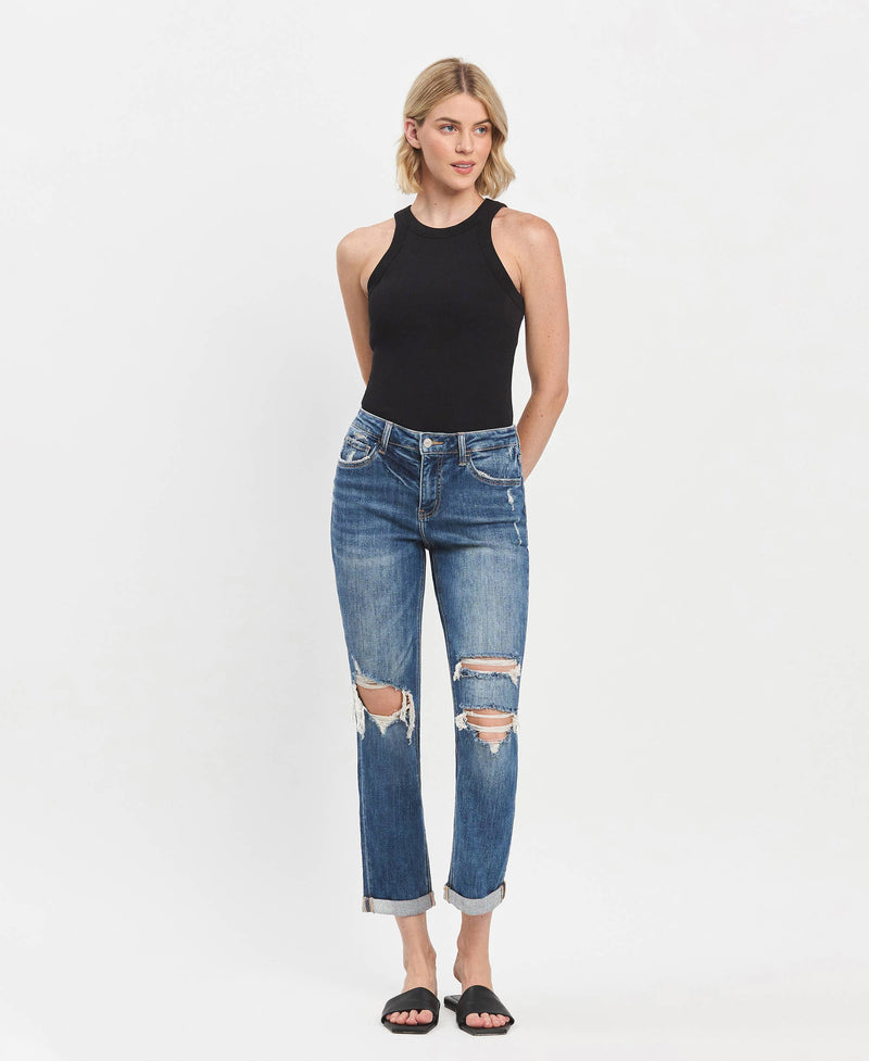 High Rise & High Standards  DOUBLE Cuffed Boyfriend Jean