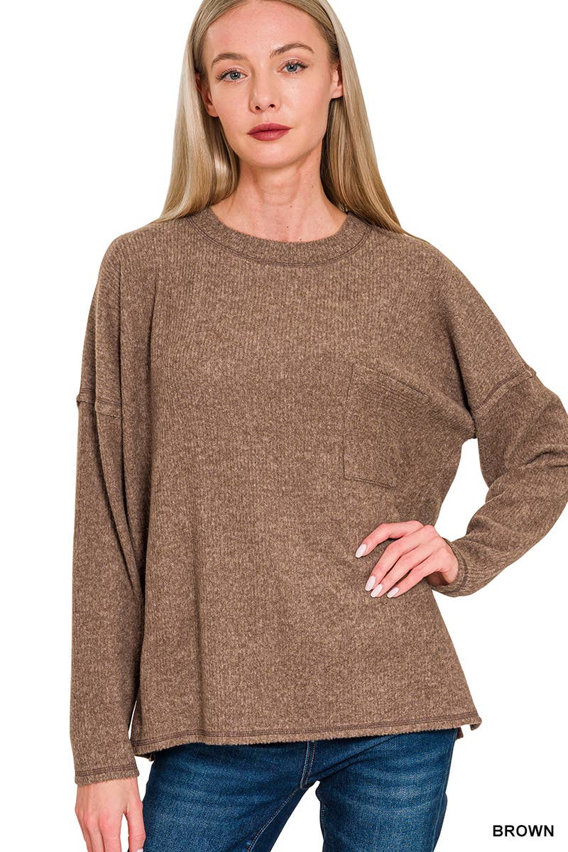 Ribbed Pocket Sweater