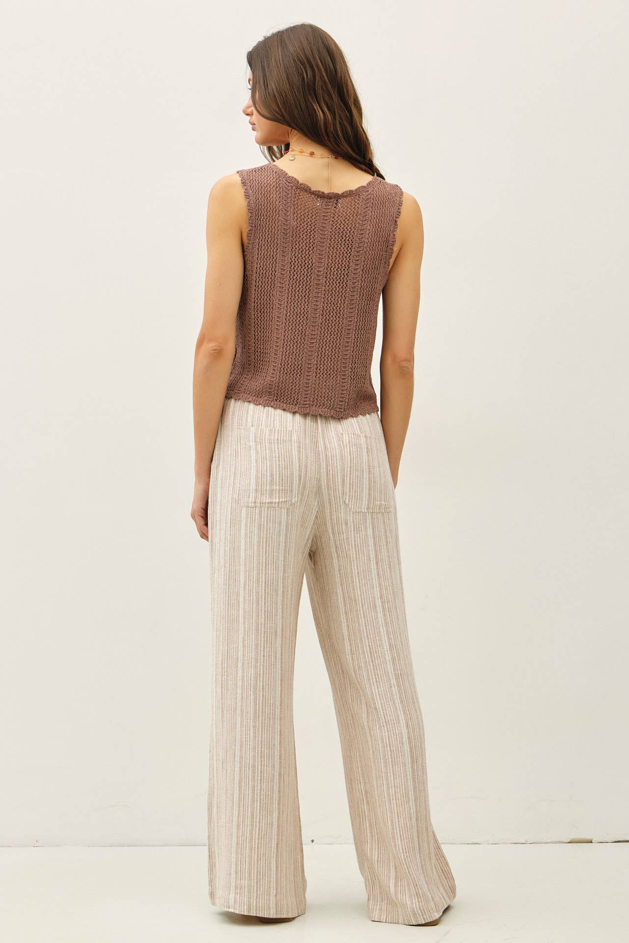 Easy Breeze Striped Linen Sage Pant
