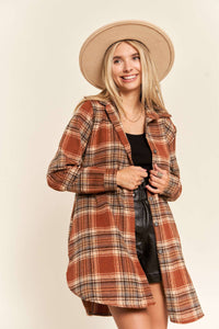 So Thankful Long Button Down Flannel Shacket