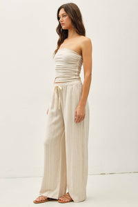 Easy Breeze Striped Linen Sage Pant