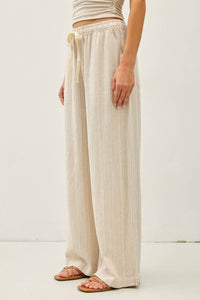 Easy Breeze Striped Linen Sage Pant