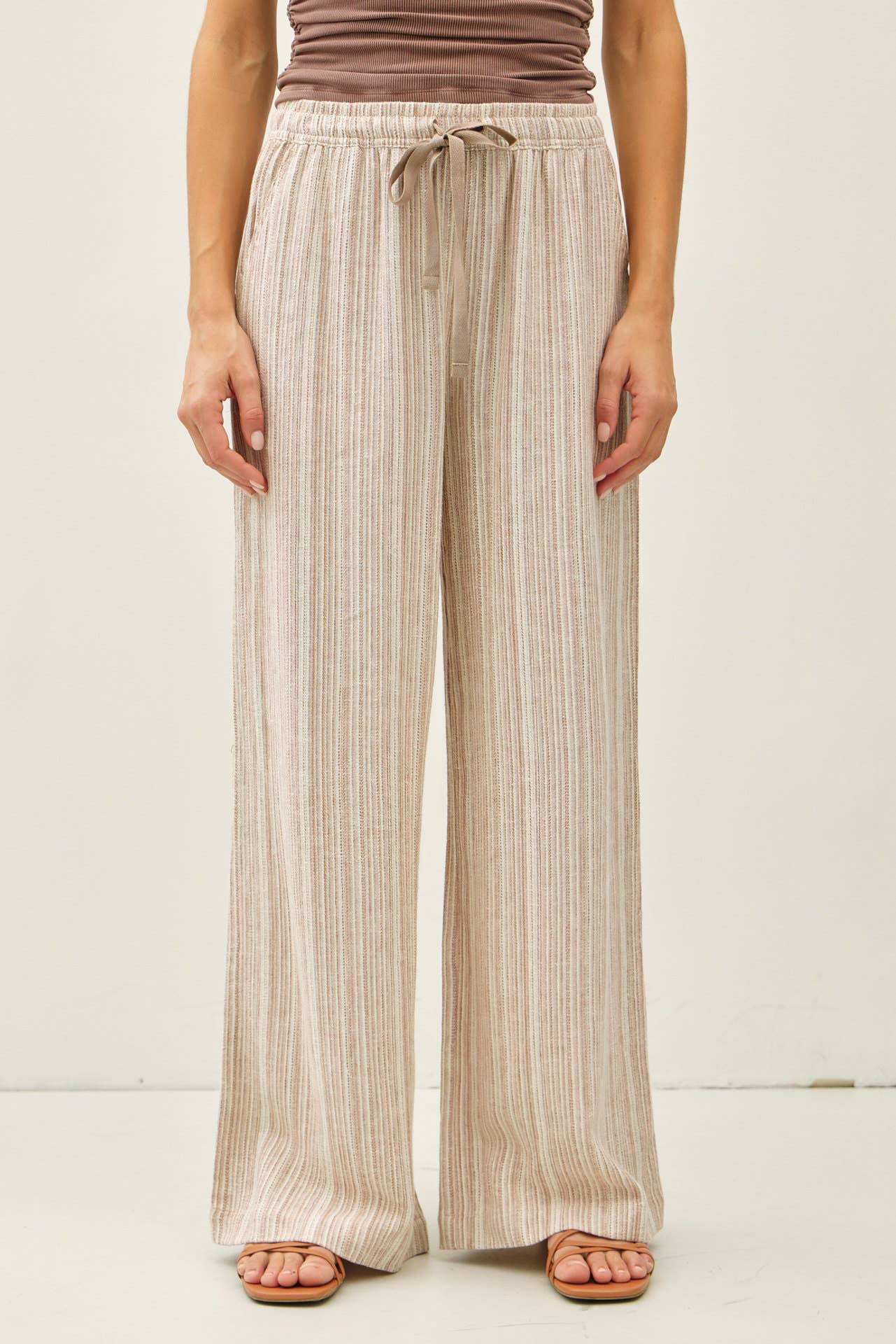 Easy Breeze Striped Linen Sage Pant