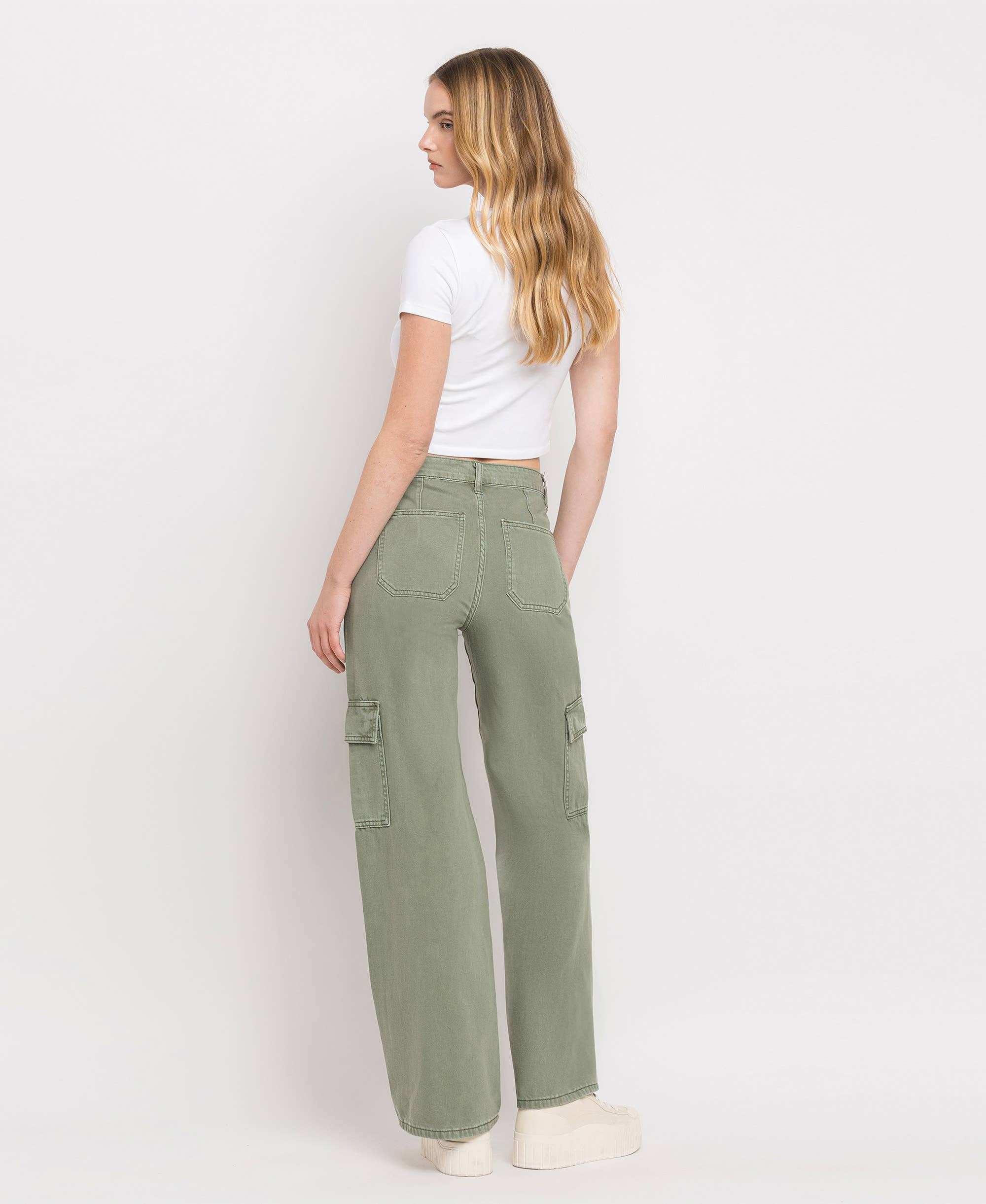 HIGH RISE UTILITY CARGO WIDE LEG JEANS