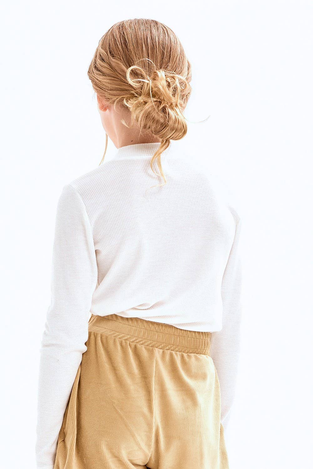 Girls Thermal Knit Mock Neck Top