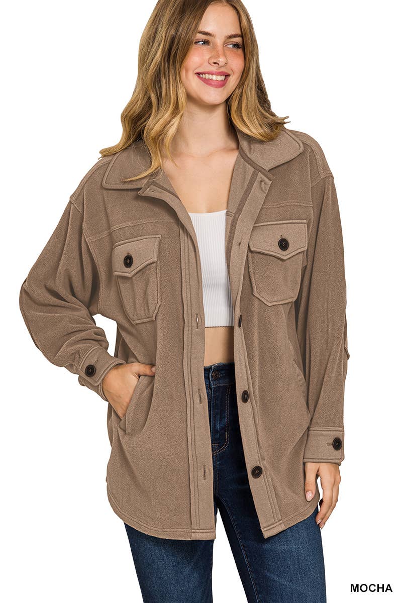 Oversized Basic Fleece Shacket