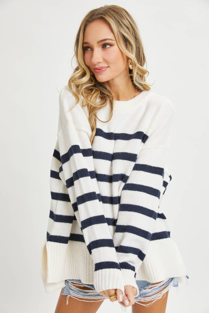 Classic Nautical Striped Oversized Sweater