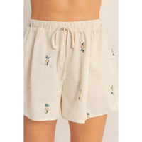 Bloom Babe Embroidered Drawstring Shorts