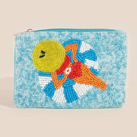 Sunbathing Pool Lady Seed Beaded Coin Purse