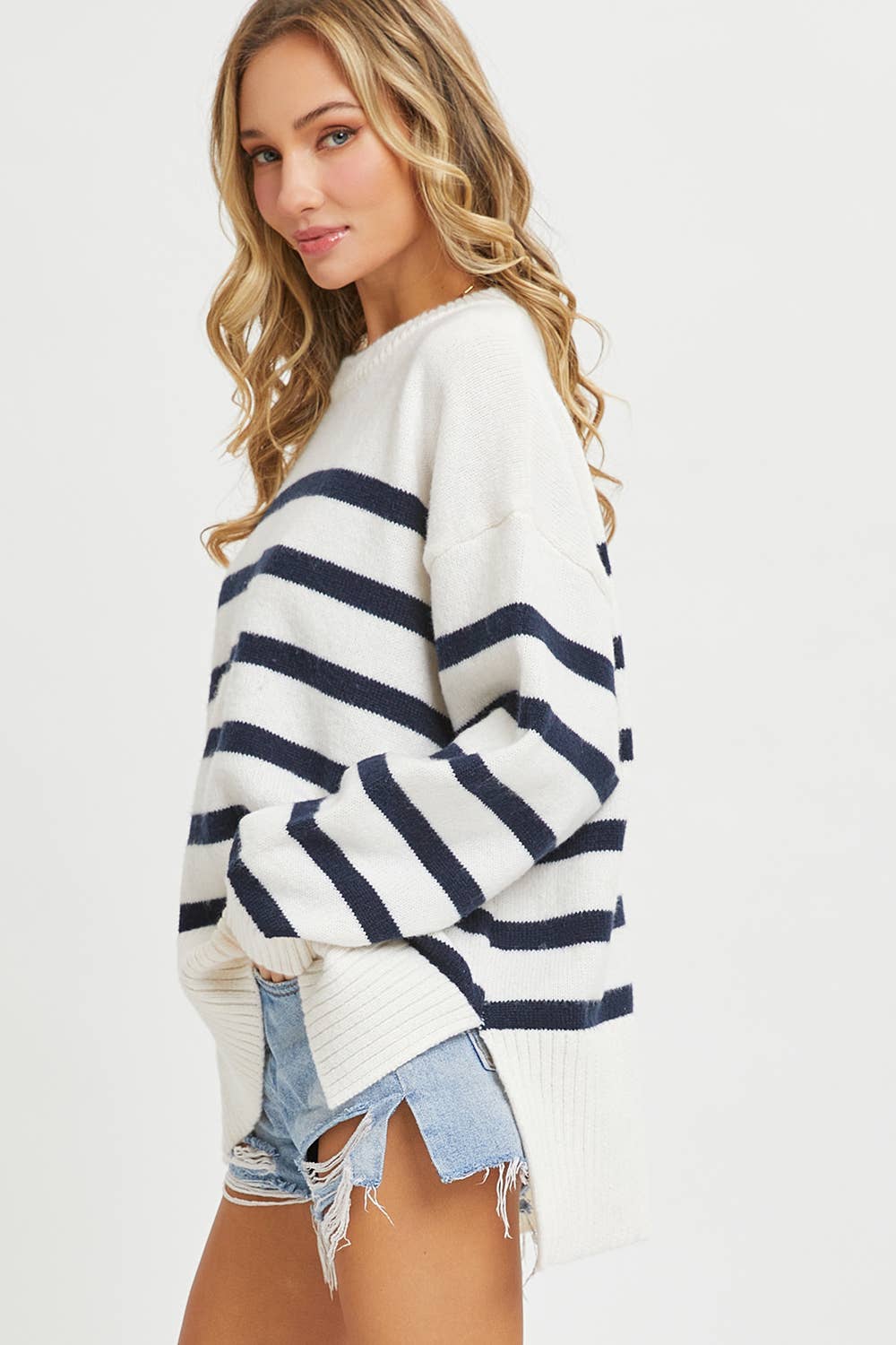 Classic Nautical Striped Oversized Sweater