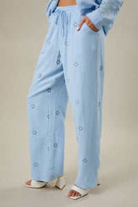 Spring Sky High Rise Eyelet Pant