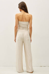 Easy Breeze Striped Linen Sage Pant