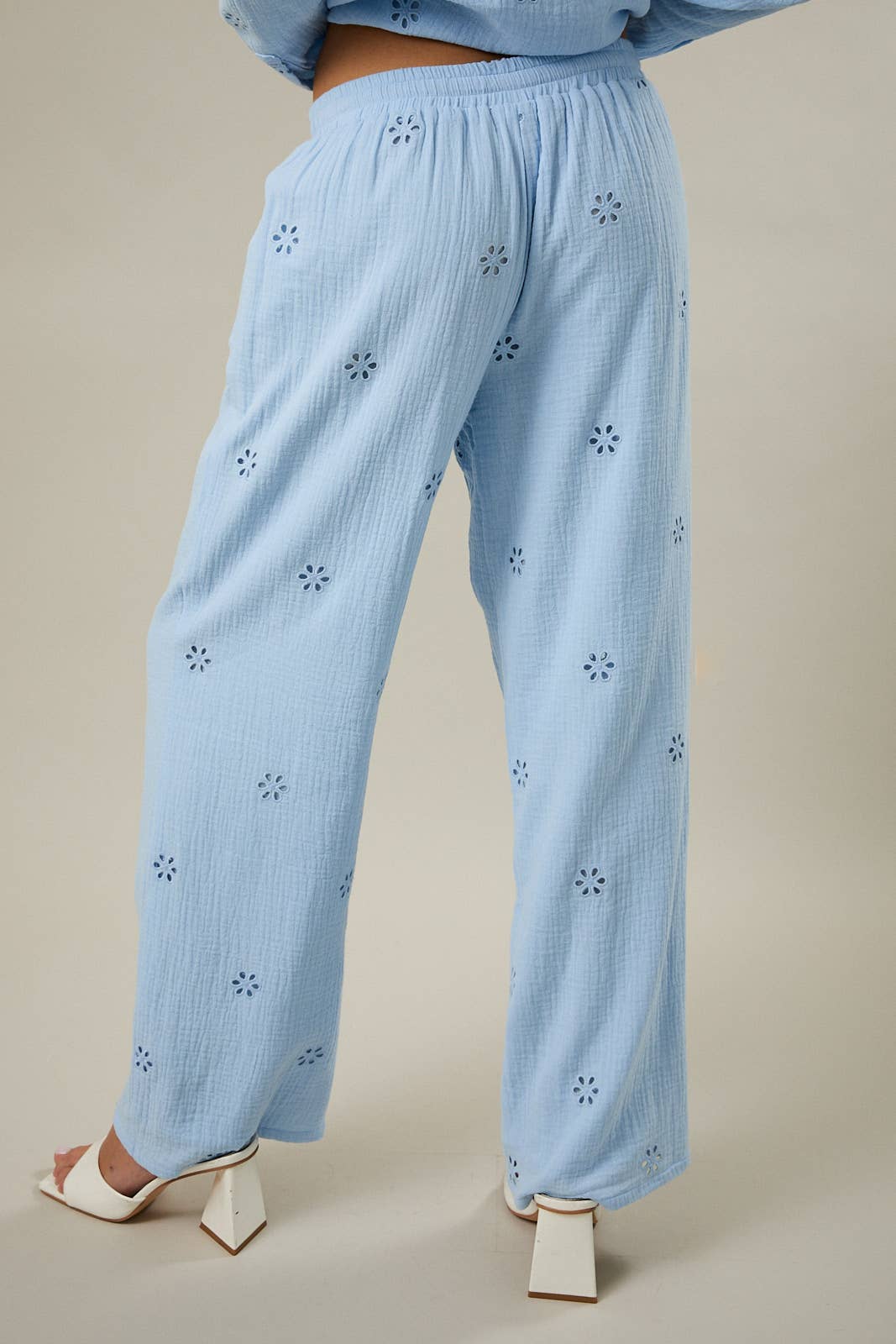 Spring Sky High Rise Eyelet Pant