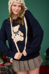 TEDDY BEAR CREW NECK KNIT PULLOVER SWEATER