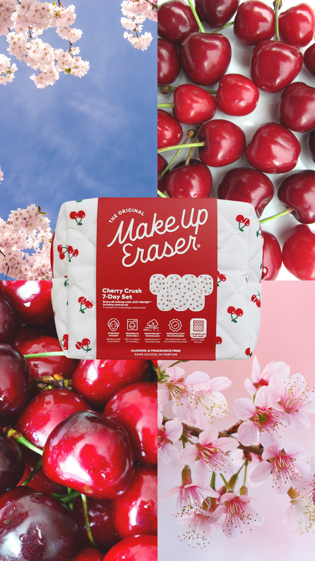 Makeup Eraser Cherry Crush 7-Day Set & Makeup Bag Gift Set