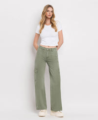 HIGH RISE UTILITY CARGO WIDE LEG JEANS
