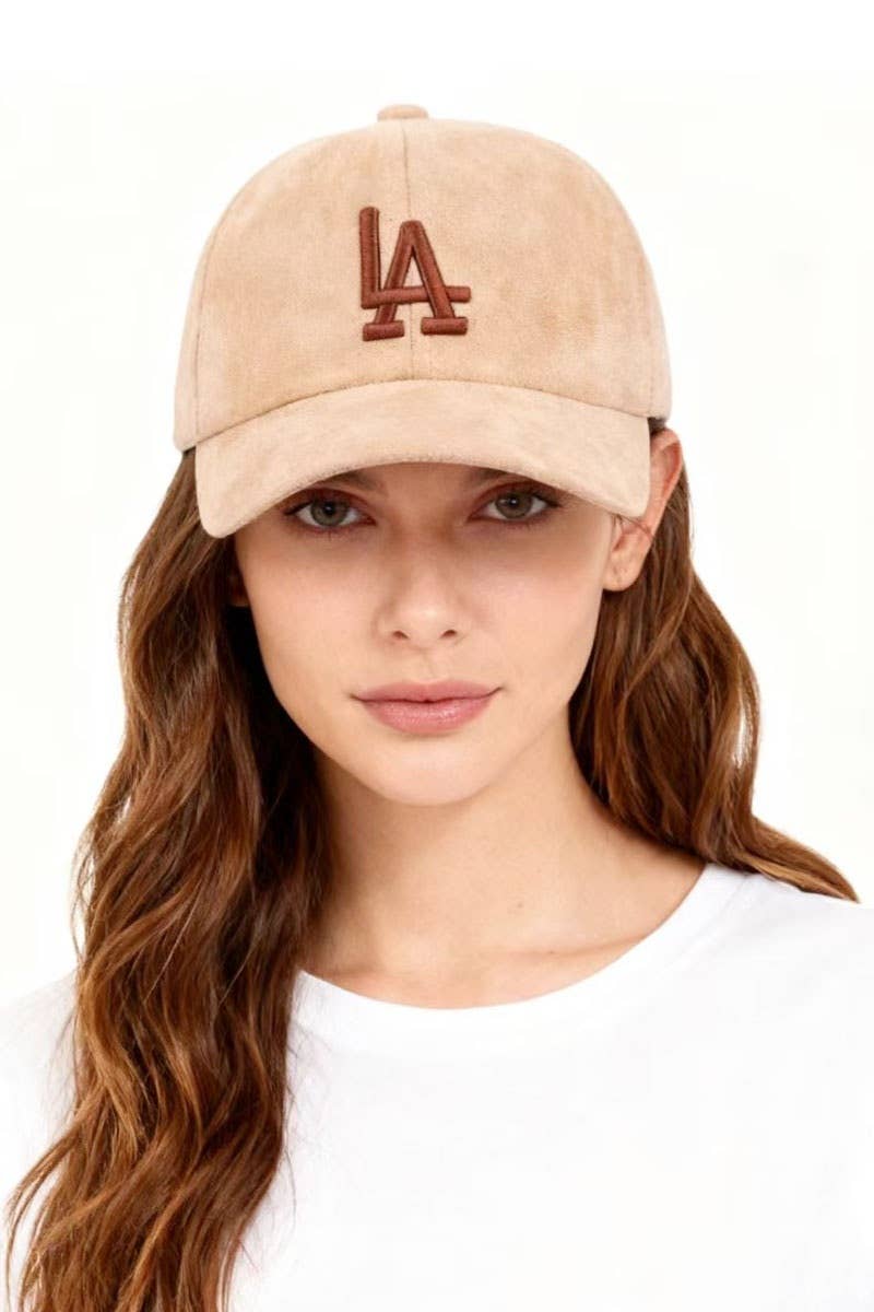 LA Logo Classic Suede Baseball Cap