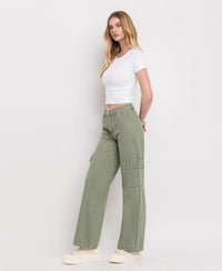 HIGH RISE UTILITY CARGO WIDE LEG JEANS