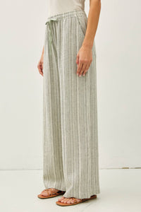 Easy Breeze Striped Linen Sage Pant