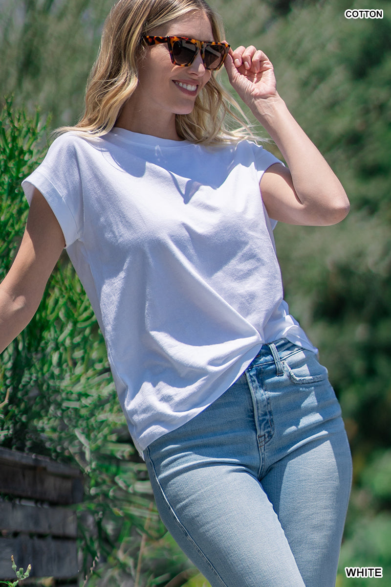Cotton Fold Sleeve Tee