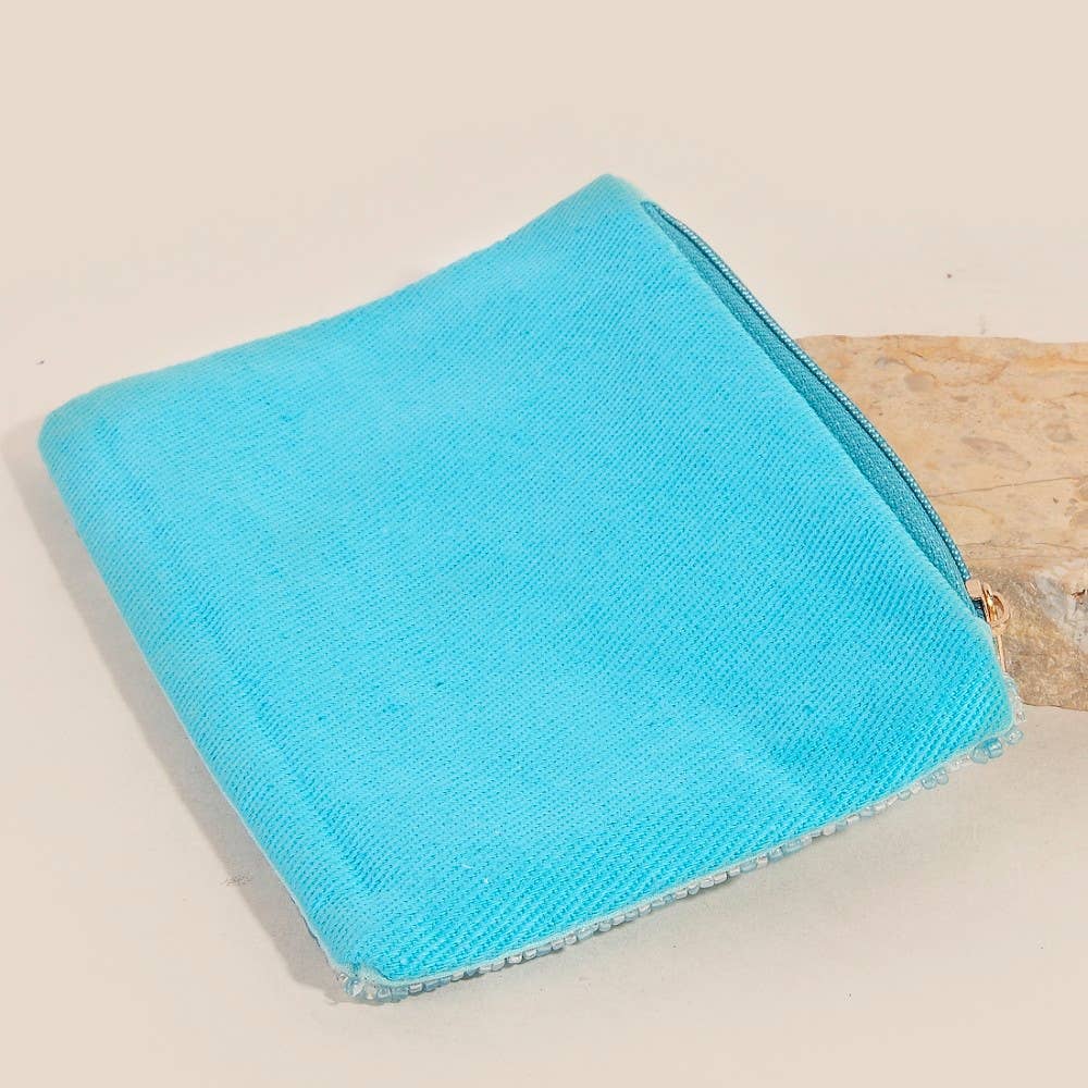 Sunbathing Pool Lady Seed Beaded Coin Purse