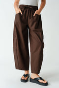 Coffee Date Barrel-Leg Utility Pants