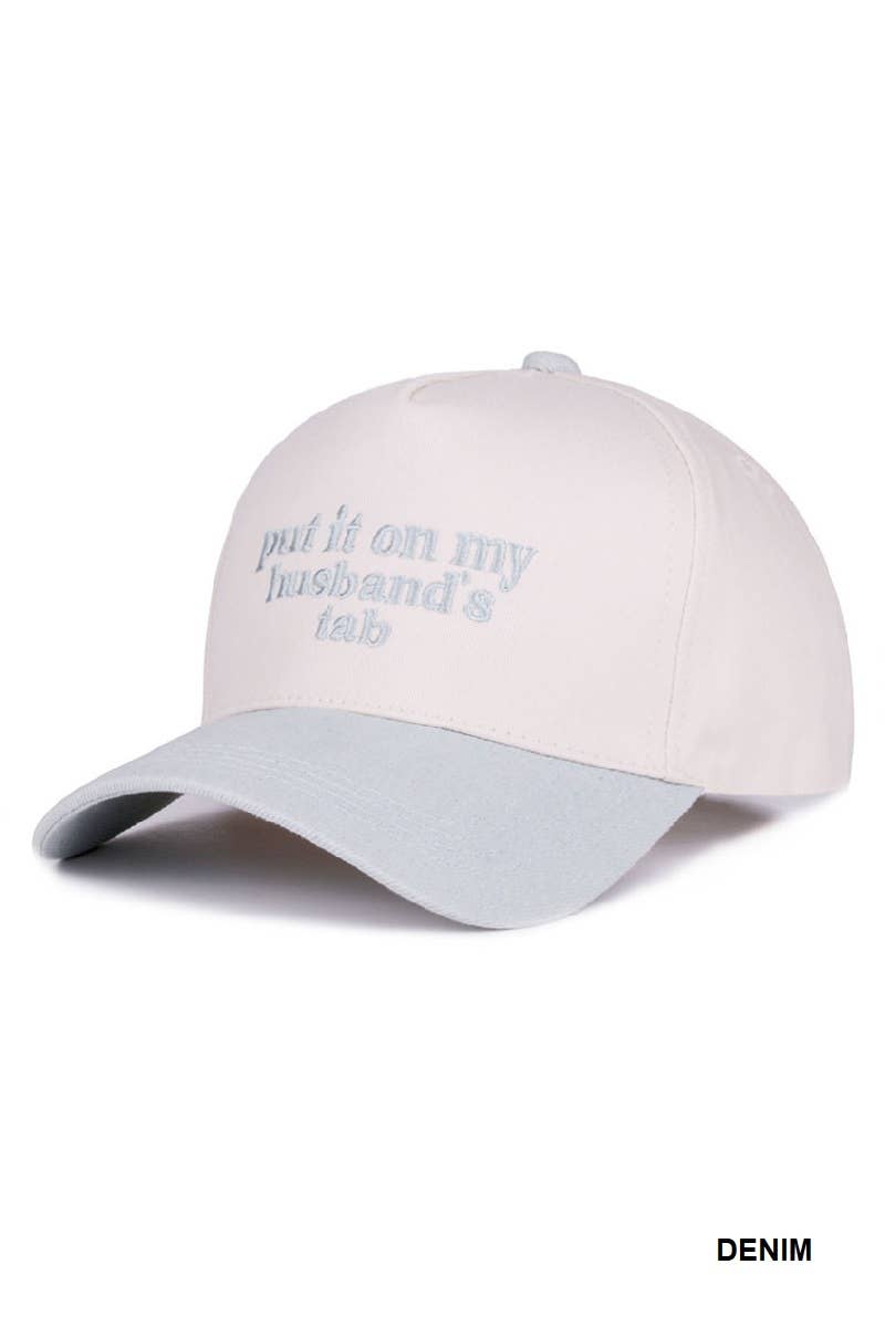 Put It On My Husband's Tab Two Tone Canvas Truck Hat