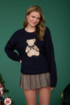 TEDDY BEAR CREW NECK KNIT PULLOVER SWEATER