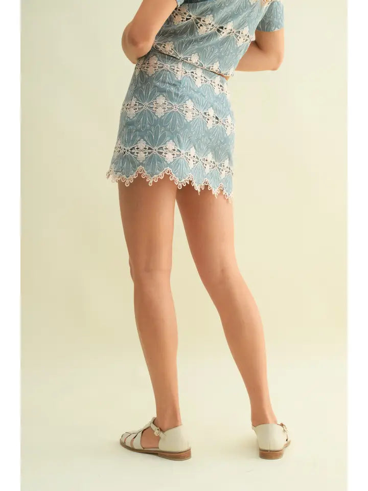 Sequin Lace Floral Skirt
