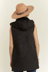 Sherpa Hooded Suede Vest