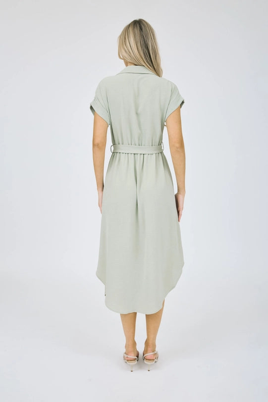 Vacay Vibes Belted Button Down Dress