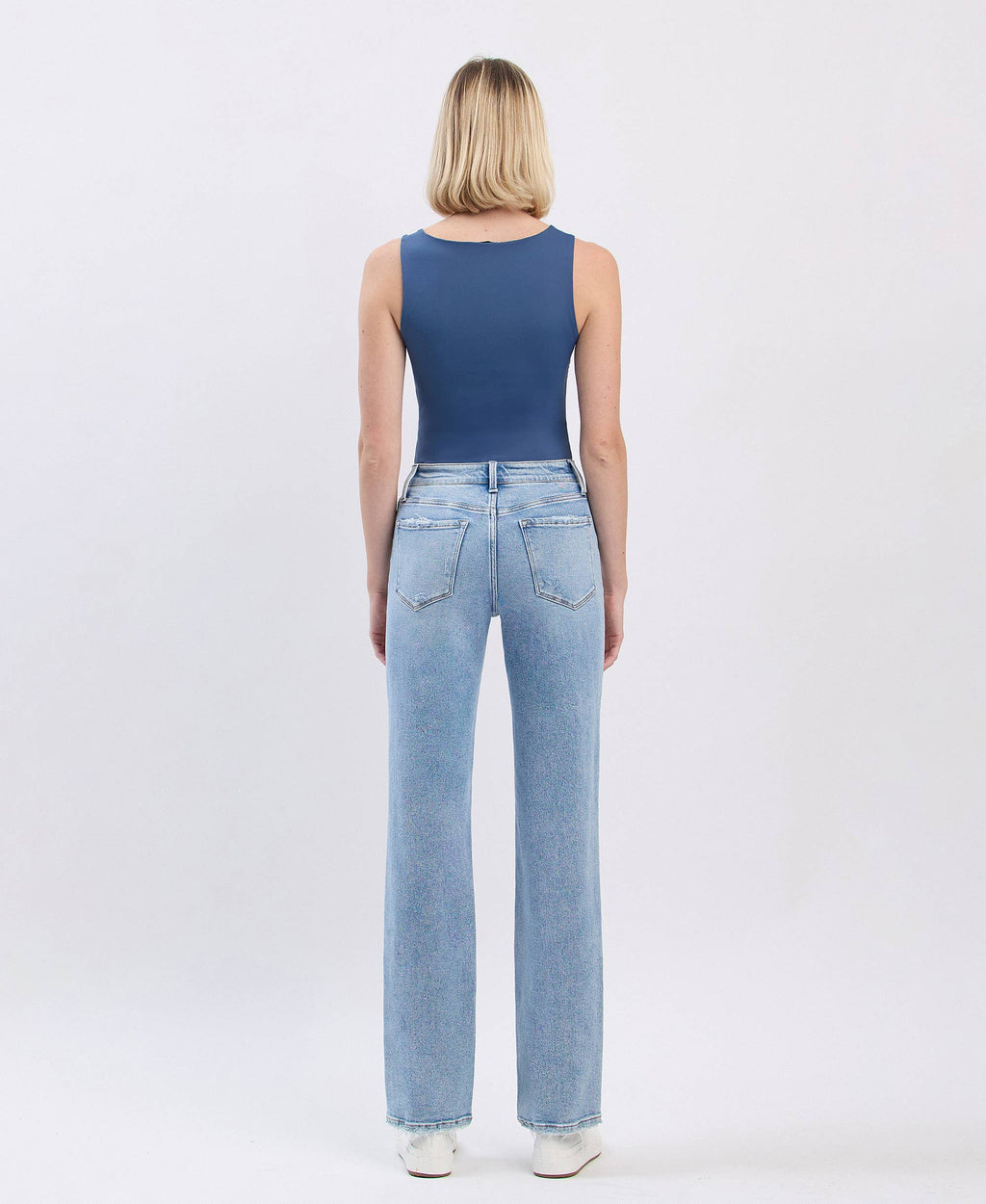 High Rise Distressed Straight Jean